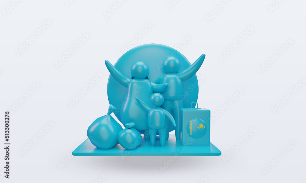 3d world refugee day Kazakhstan flag rendering front view 3d world refugee day Kazakhstan flag rendering front view