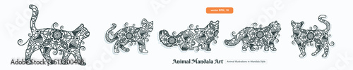 Animal Mandala Art. Boho Style elements.