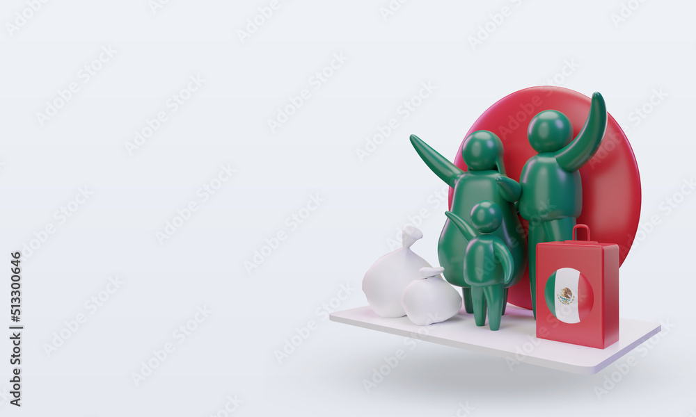 Naklejka premium 3d world refugee day Mexico flag rendering right view