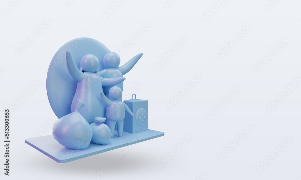 3d world refugee day Micronesia flag rendering left view 3d world refugee day Micronesia flag rendering left view