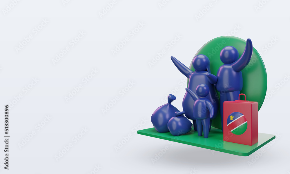 3d world refugee day Namibia flag rendering right view 3d world refugee day Namibia flag rendering right view