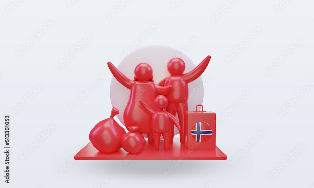3d world refugee day Norway flag rendering front view