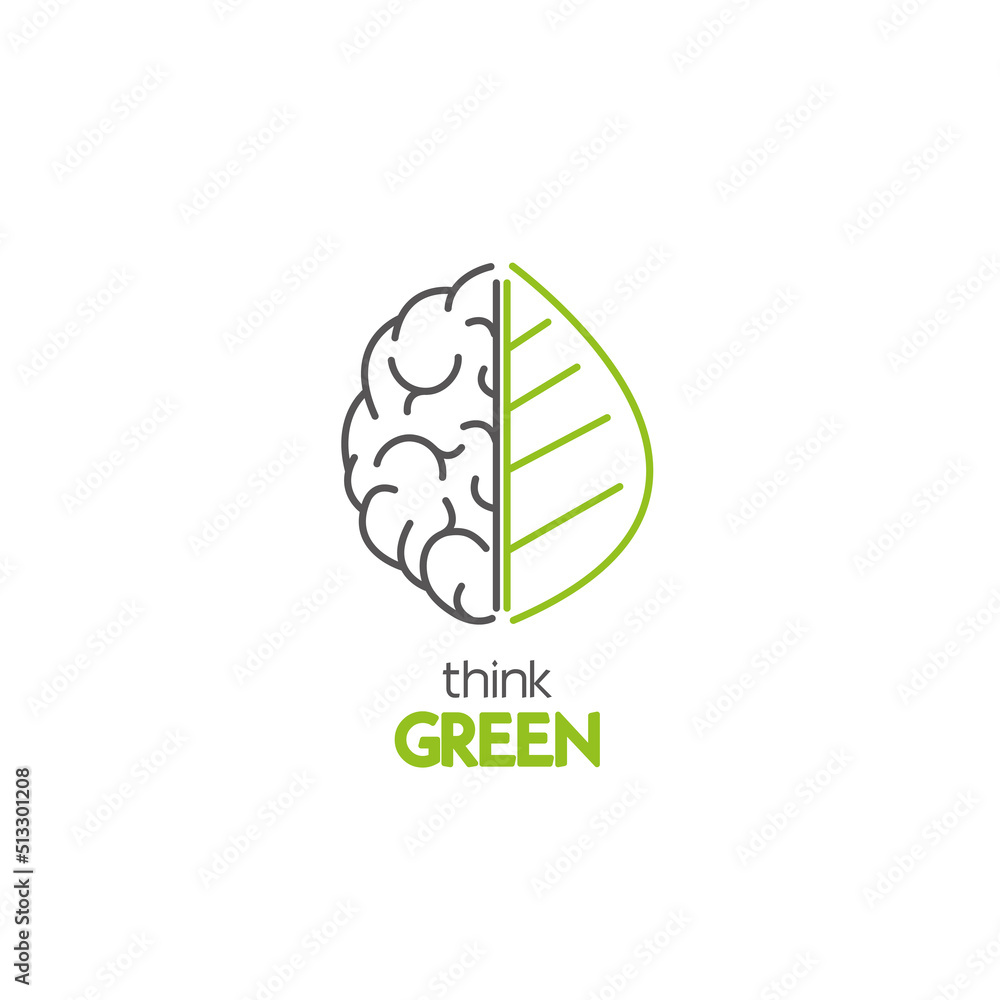 Brain With green leaf Logo Template creative design. Green technology for healthy live Brain With green leaf Logo Template creative design. Green technology for healthy live