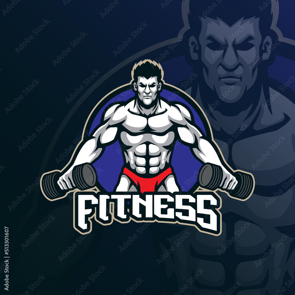 Fitness mascot logo design vector with modern illustration concept style for badge, emblem and t shirt printing. Fitness illustration .