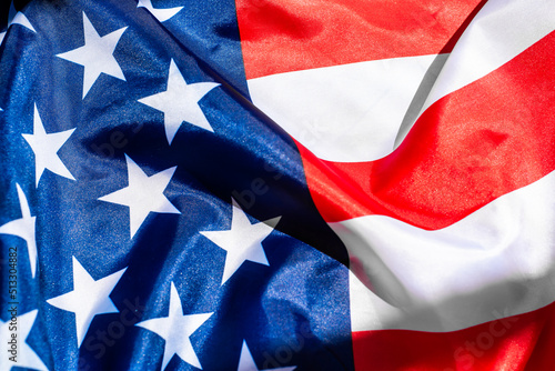 Fototapeta Naklejka Na Ścianę i Meble -  Closeup of american USA flag, stars and stripes, united states of america