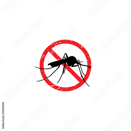 anti mosquito sign with red forbidden sign template vector