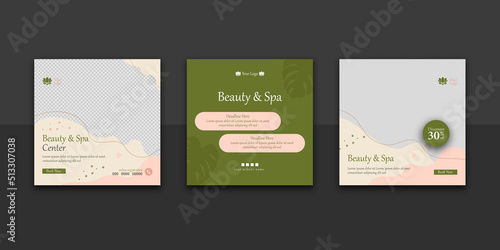 beauty and spa center social media post layout. editable promotion banner for marketing instagram template
