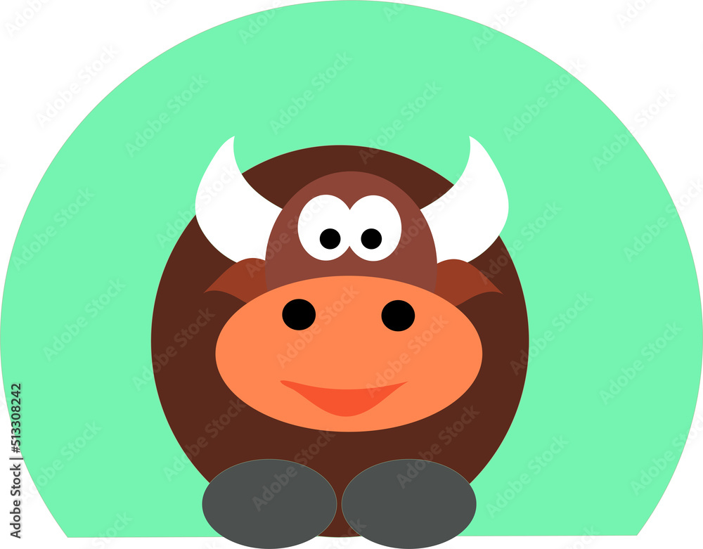 bull standing on its feet isolated on a green background bull standing on its feet isolated on a green background