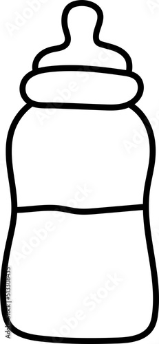 black outline baby feeding bottle isolated on white background