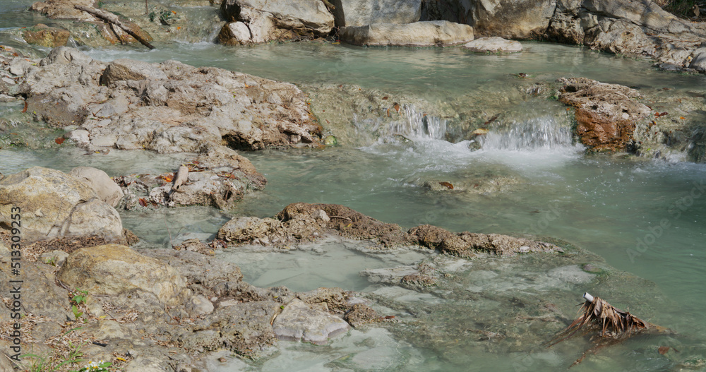 Nature onsen flowing in the river at Xinbeitou taiwan Nature onsen flowing in the river at Xinbeitou taiwan