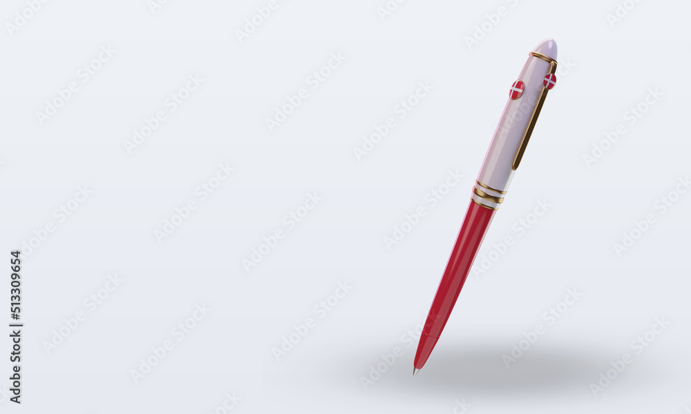3d ballpoint Denmark flag rendering right view 3d ballpoint Denmark flag rendering right view