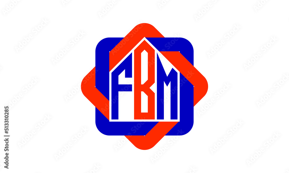 FBM three letter real estate logo with home icon logo design vector