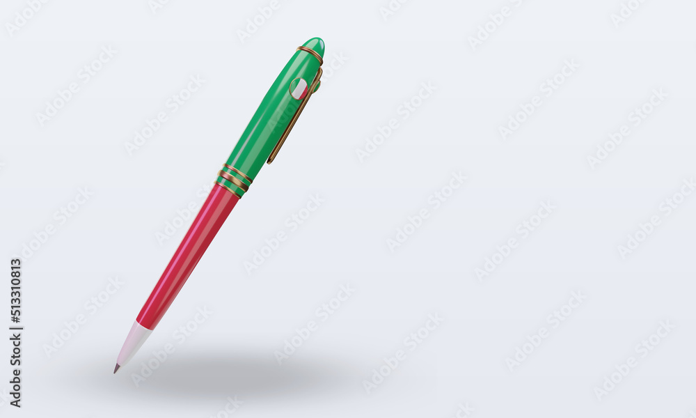 3d ballpoint Italy flag rendering left view 3d ballpoint Italy flag rendering left view