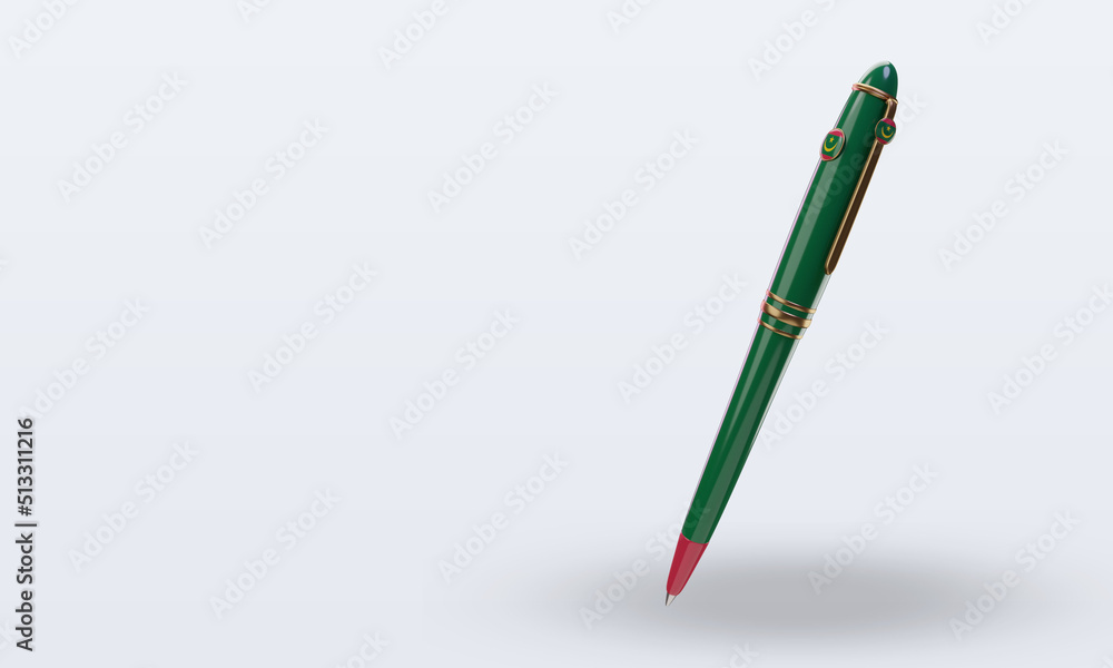3d ballpoint Mauritania flag rendering right view 3d ballpoint Mauritania flag rendering right view