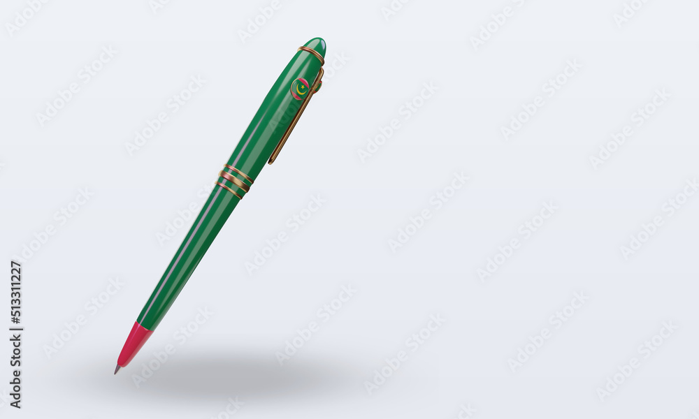 3d ballpoint Mauritania flag rendering left view 3d ballpoint Mauritania flag rendering left view