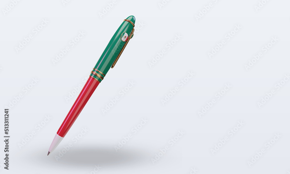 3d ballpoint Mexico flag rendering left view 3d ballpoint Mexico flag rendering left view