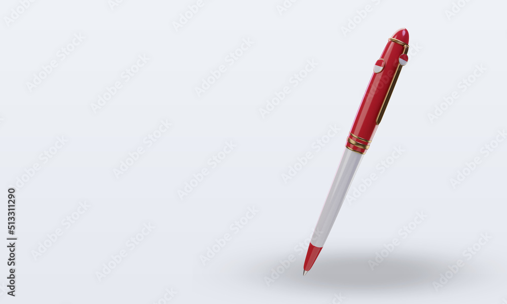 3d ballpoint Monaco flag rendering right view 3d ballpoint Monaco flag rendering right view