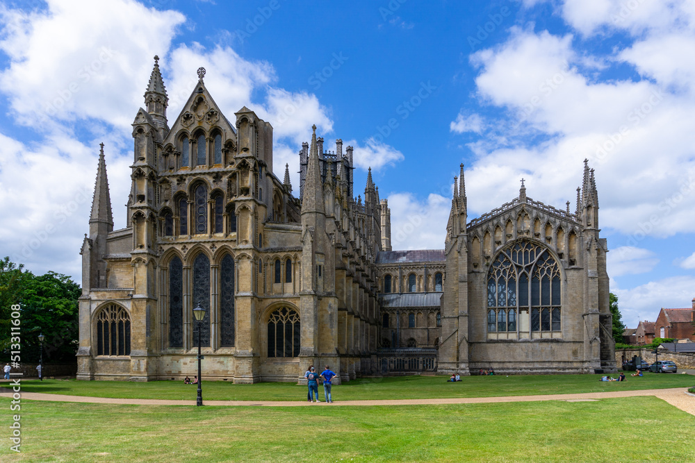 tourists enjoy their visit to the historic cathedral in Ely