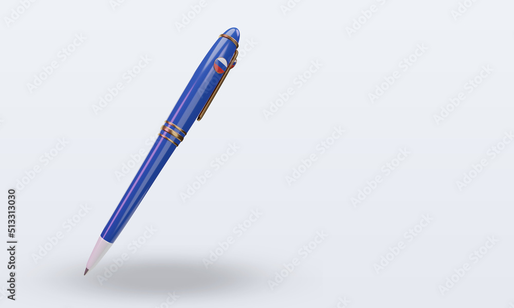 3d ballpoint Russian flag rendering left view 3d ballpoint Russian flag rendering left view