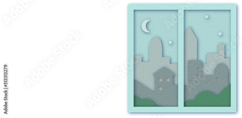 Vector window illustration. Paper  applique window composition