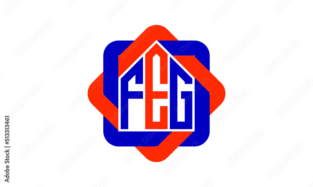 FEG three letter real estate logo with home icon logo design vector ...