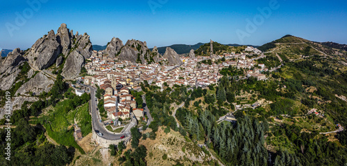 Aerial view of Pietrapertosa rural village in Apennines Dolomiti Lucane. Basilicata  Italy