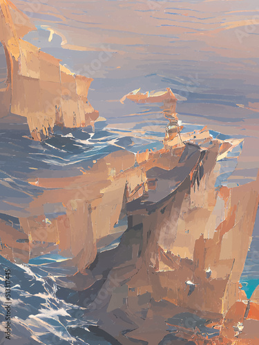 painting cliffs at the ocean