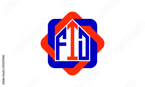 FID three letter real estate logo with home icon logo design vector template | construction logo | housing logo | engineering logo | initial letter logo | minimalist logo | property logo |