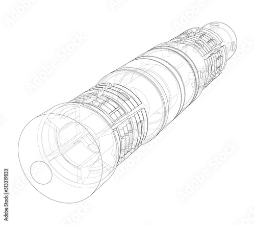 Outline drawing or sketch of cylindrical device