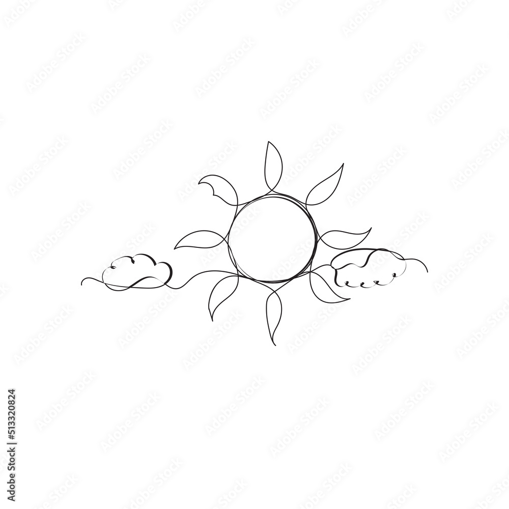 Continuous line drawing. The clouds and the sun are shining. summer, weather, nature. illustration icon vector Continuous line drawing. The clouds and the sun are shining. summer, weather, nature. illustration icon vector