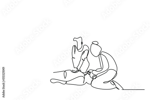 healthcare workers giving first aid to the patient such as CPR, CPR