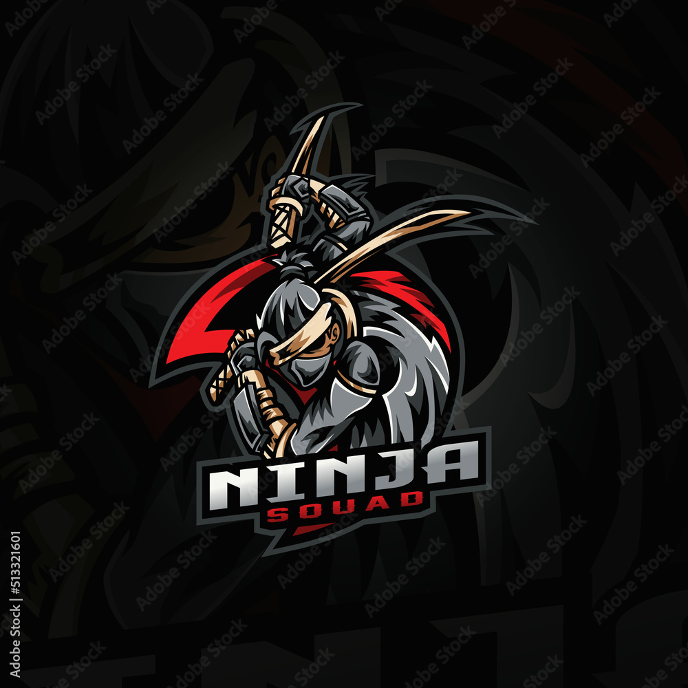 Ninja Mascot Esport Logo Design Illustration For Gaming Club