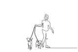 dog pet sitter a person walking the dogs. animal lover walks dogs