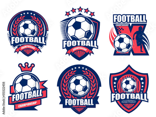 Illustration of modern football logo set