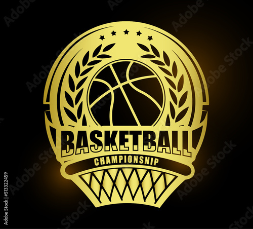 Illustration of golden basketball logo or symbol