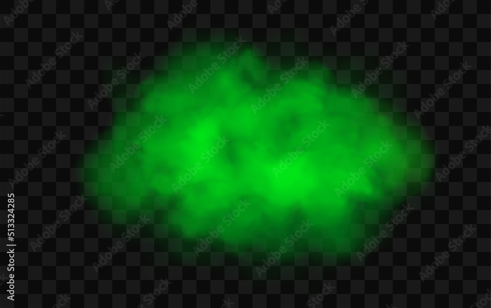 Green smoke, fog or gas cloud. Realistic 3d vector illustration
