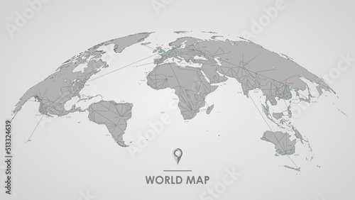Global world telecommunication map futuristic technology, Internet networks and data exchange worldwide business, Cloud computing vector background