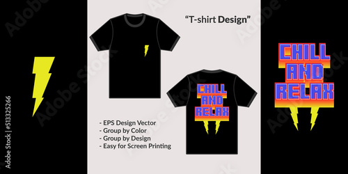 Chill and relax streetwear theme design with lightning symbol for premium vector t-shirt merchandise