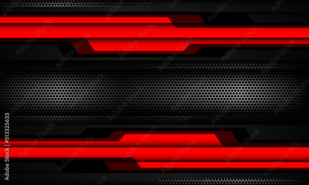 Abstract red silver cyber grey metallic geometric gold light on black hexagon mesh design modern technology futuristic background vector Abstract red silver cyber grey metallic geometric gold light on black hexagon mesh design modern technology futuristic background vector