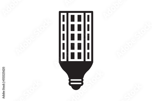 Led lamp icon energy economy technology. Electric bulb power modern innovation. Smart home vector sign.