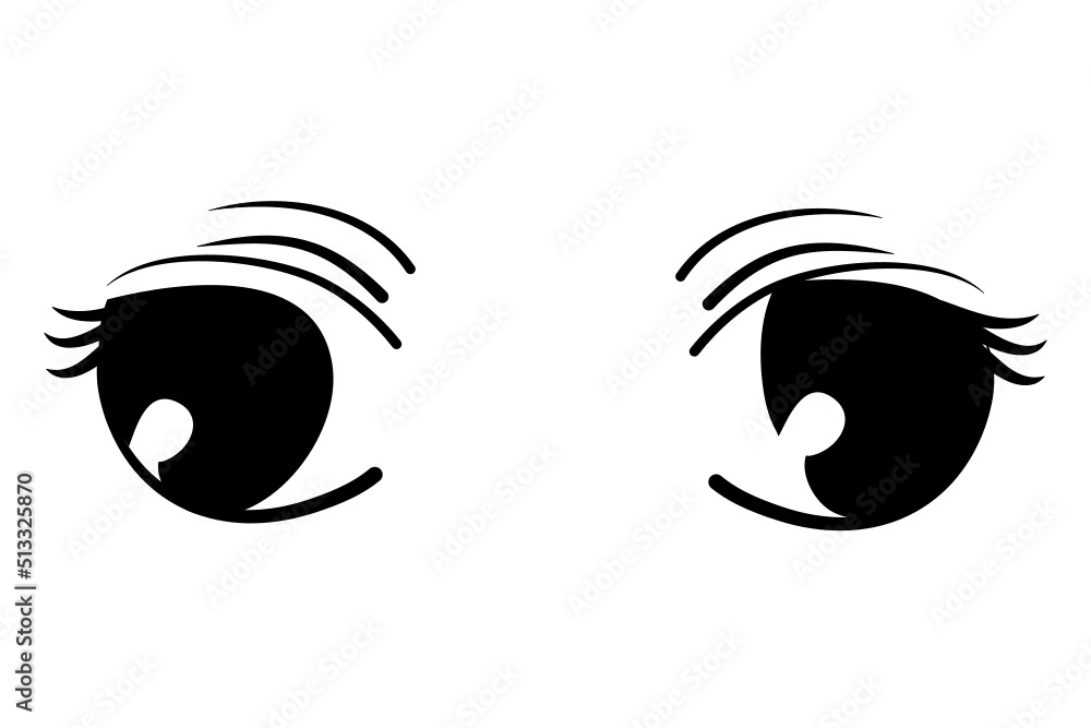 cute cartoon eyes Collection of cartoon eyes with a variety of emotions  Japanese faces of male and female characters. Cartoon eyes. For shirt  screen work. Vector illustration on a white background. Stock