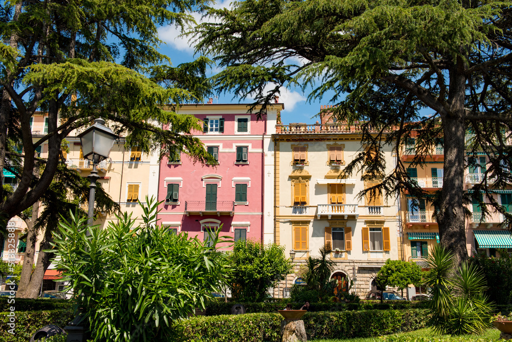 Colorful buildings along the sea front in Lerici.