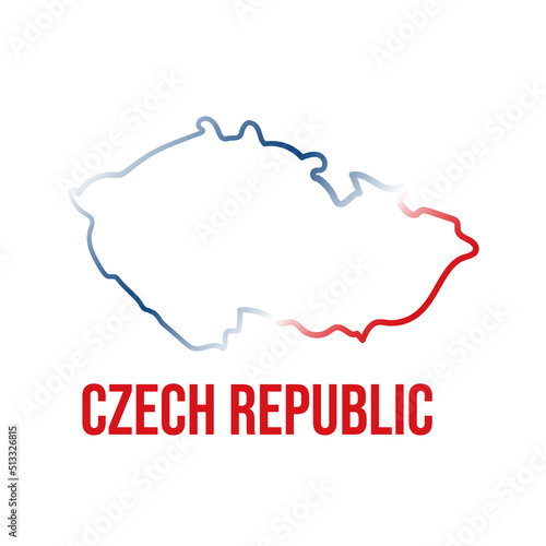 Czech republic isolated abstract linear map filled with national flag colors gradient