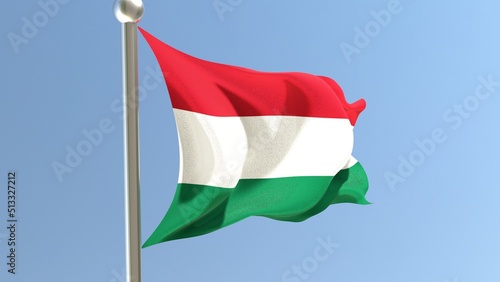 Obraz na plátně Hungarian flag on flagpole. Hungary flag fluttering in the wind.
