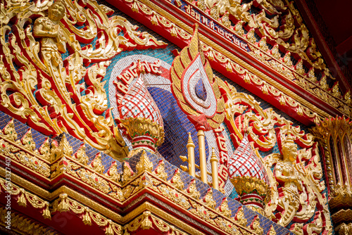Details and fragments of old traditional buddhist temple in Thailand © romaset