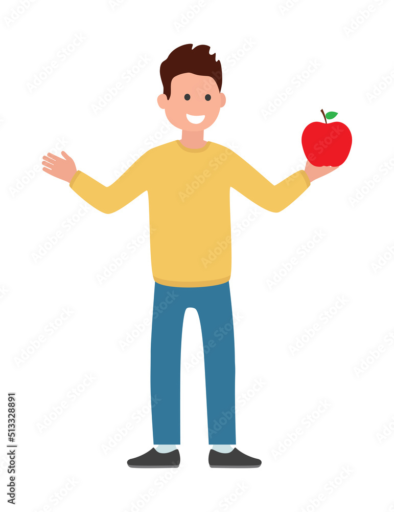 person man with red apple