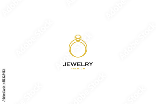 Flat ring jewelry logo vector icon design template. Elegant, beauty, royal