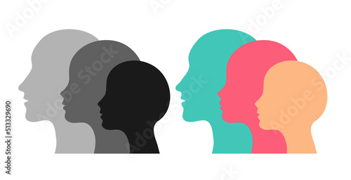  Silhouette Family icons head in profile on an isolated background.Default avatar profile icon.EPS10.