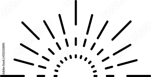 Sun beam light rays. Retro style logo