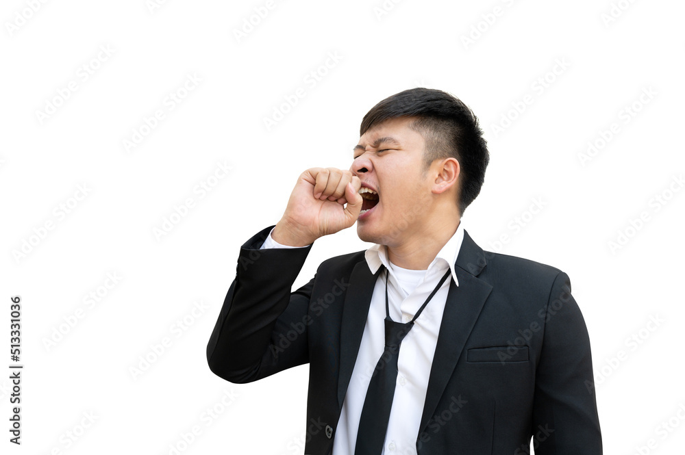 young businessman yawning isolated on white background young businessman yawning isolated on white background